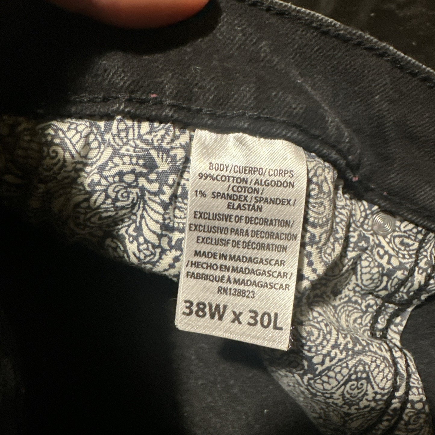 Cody James Black Denim Straight Leg Jeans Men 38x30 Cotton Madagascar Western