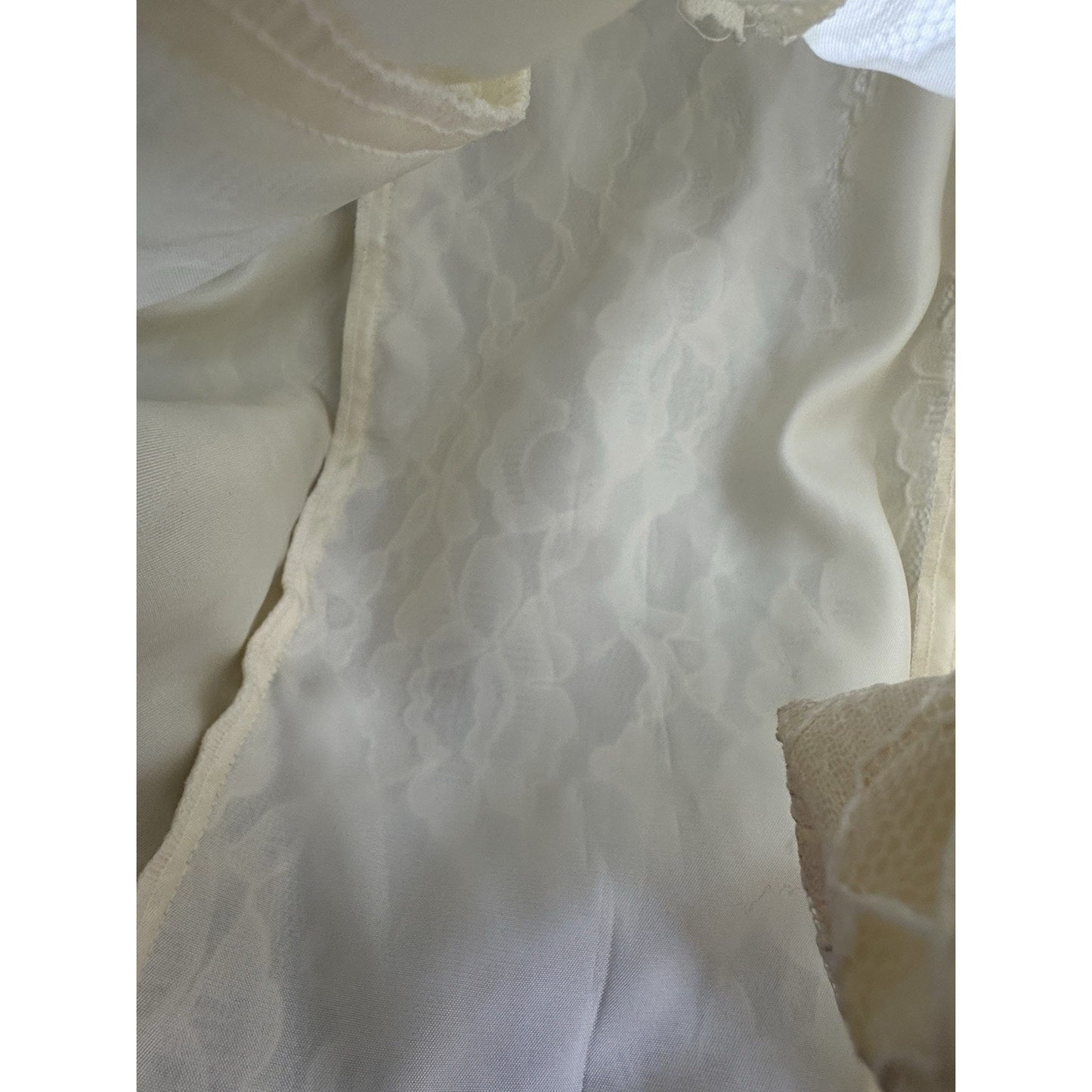 True Vtg Steppin Out Dress White Lace Glitter Detached Sleeves Size 11 USA Made