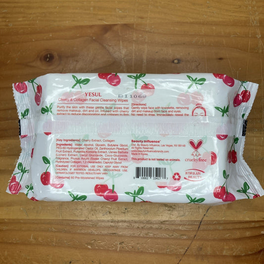 Yesul Cherry Collagen Facial Cleansing Wipes 60 Per-moistened Wipes A8