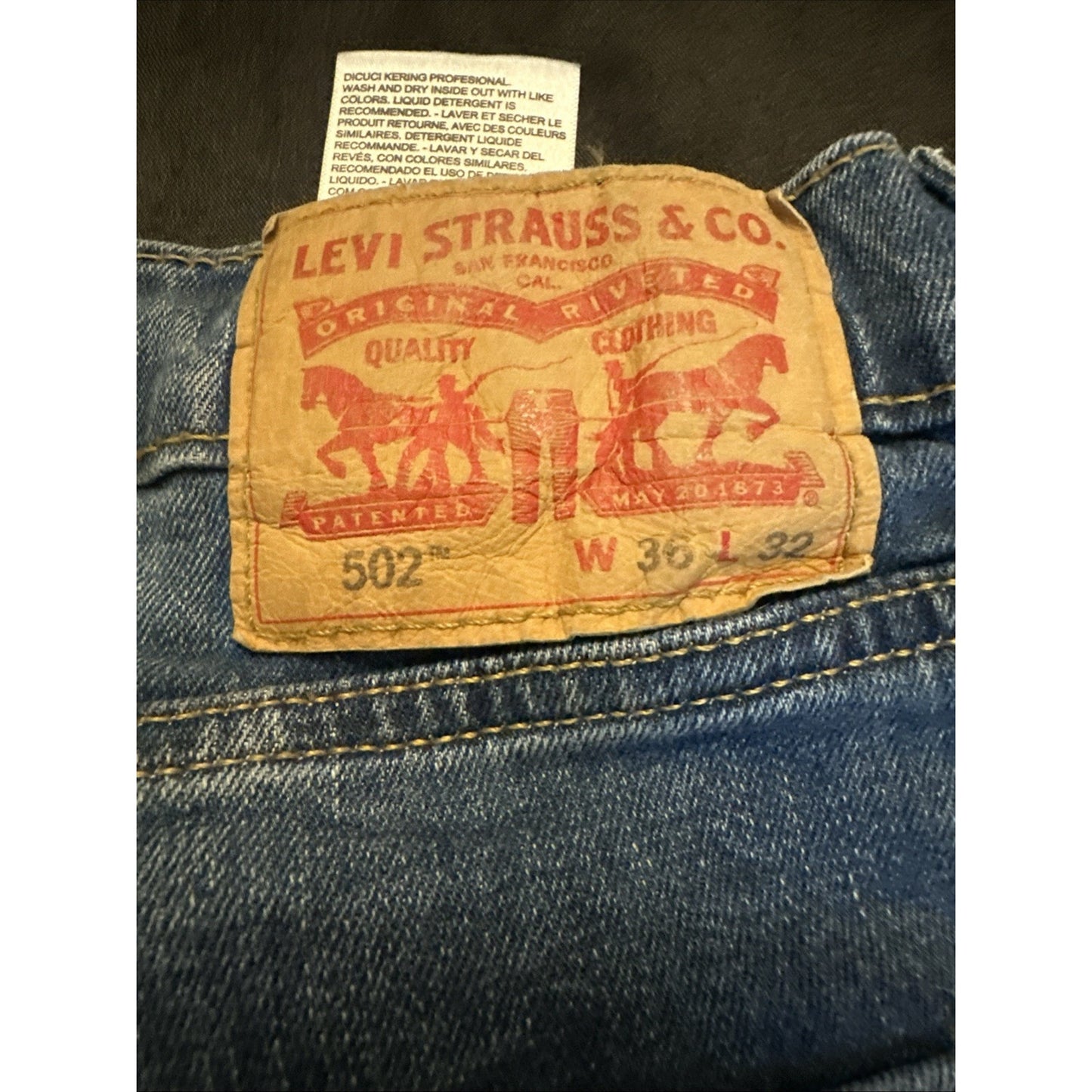 Levi's 502 Blue Denim Jeans Paint Workwear Mens 36x32 1C01