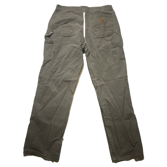 Vtg Carhartt Carpenter Pants 36x34 Gray Canvas Mexico 100% Cotton Dungarees 2A10