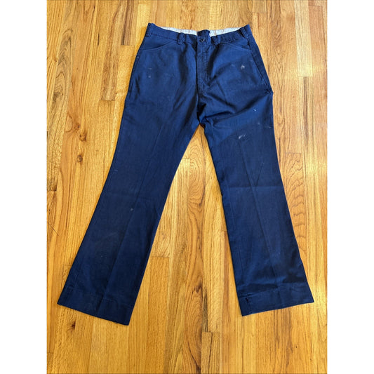 Workwear Work Pants Size 34x32 Mens Navy Blue Paint Marks E3