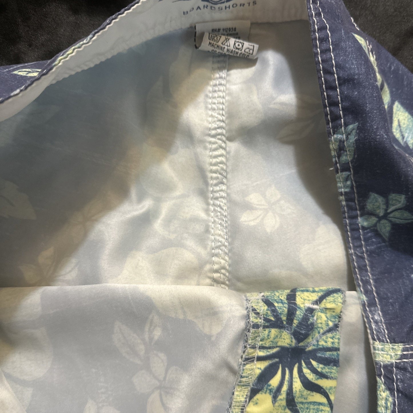 Honolulu Board Shorts Mens Size 42 Hibiscus Yellow/Blue Pockets 1D10