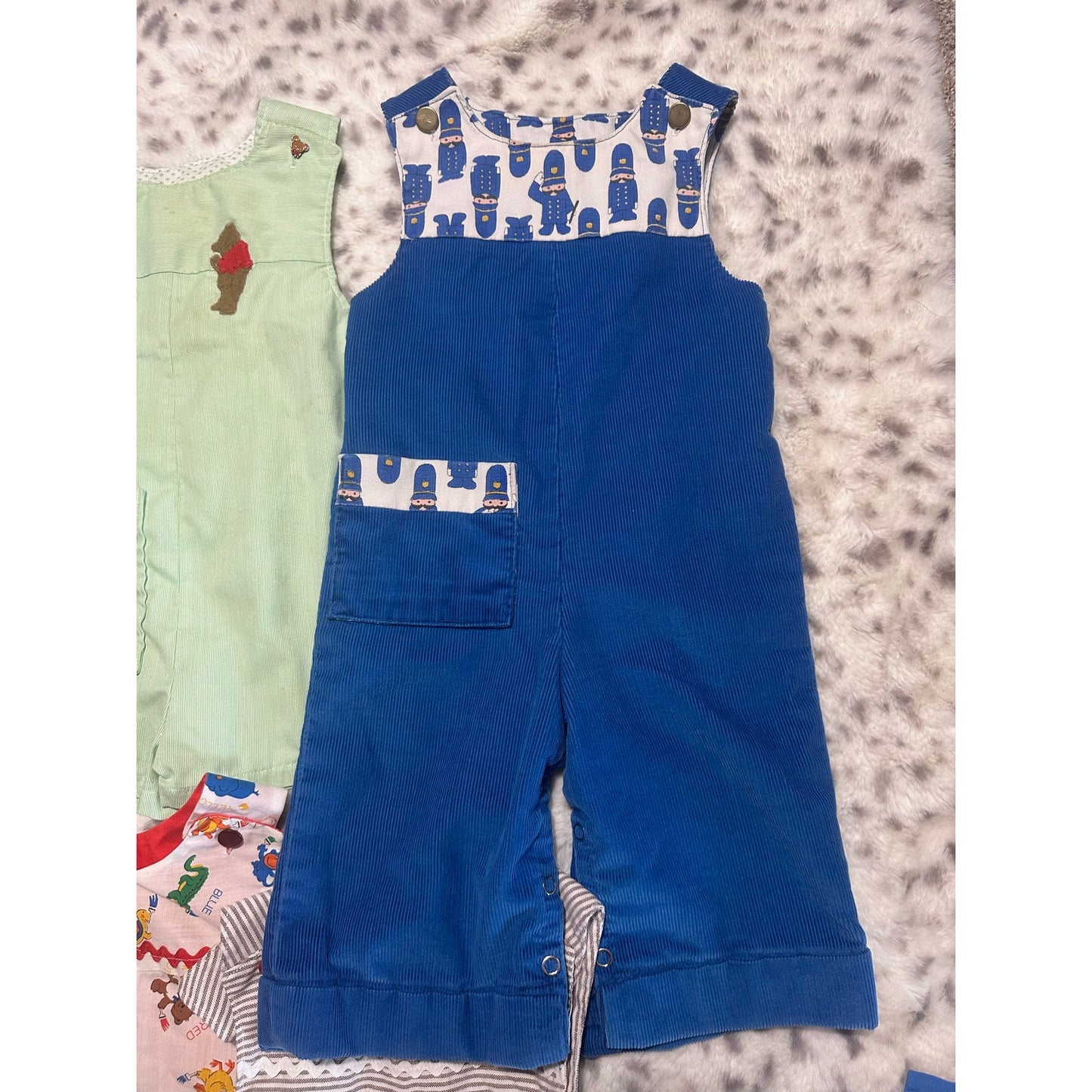 Vtg HANDMADE Baby Boy Clothes 12-24 Months Overalls Lot of 5 Multi-color