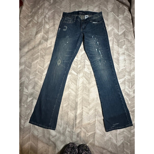 Y2K Revolt Womens Flare Bell Bottom Jeans Size 11 Paint Buckle Back 100% Cotton