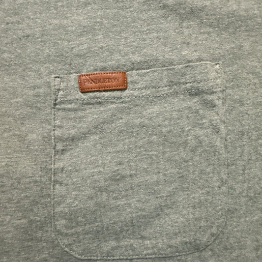 Pendleton Basic Pocket T Shirt Mens XXL Cotton Green Leather Trim 27" PTP 1A10