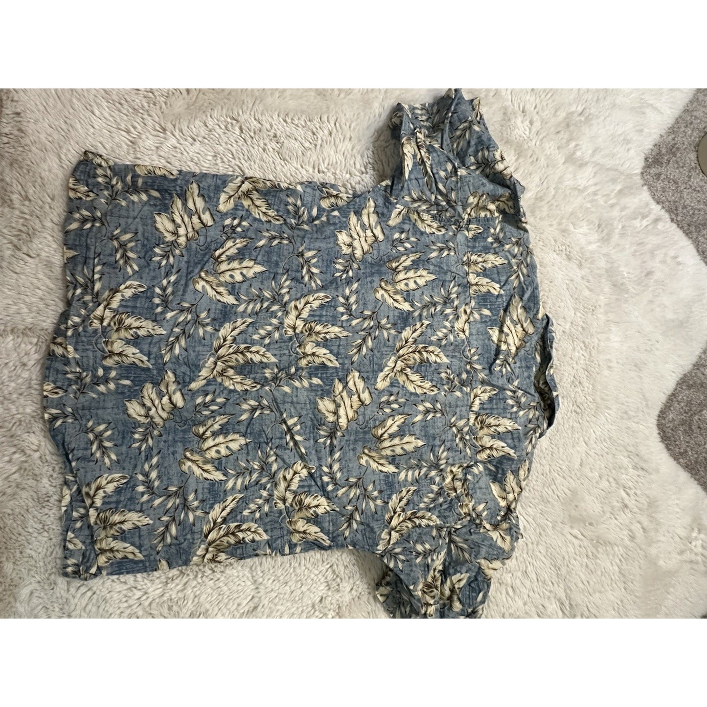 VTG Ocean Pacific OP Hawaiian Shirt Mens XXL 2XL Cotton Blue Floral Aloha Surf