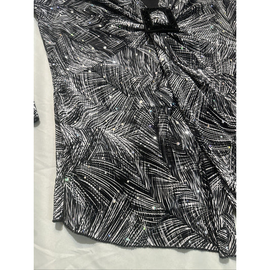 Y2K Brittany Black Silver Glitter Layered Top Blouse USA MADE Womens PXL 1D30