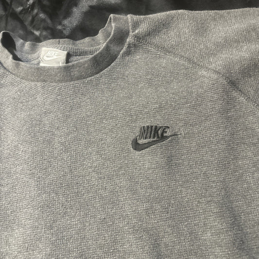 Nike Men’s Gray Long Sleeve Knit 100% Cotton Pakistan 90s T shirt Tee Size L