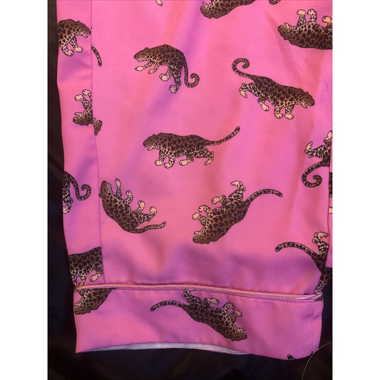Fabletics Cheetah Cat Pink Pajama Lounge Pants Size M Thick Fabric 1C08