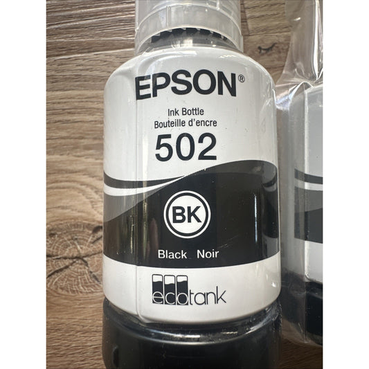 2-Pack Epson 502 Ink Bottle Genuine Ecotank Black AA