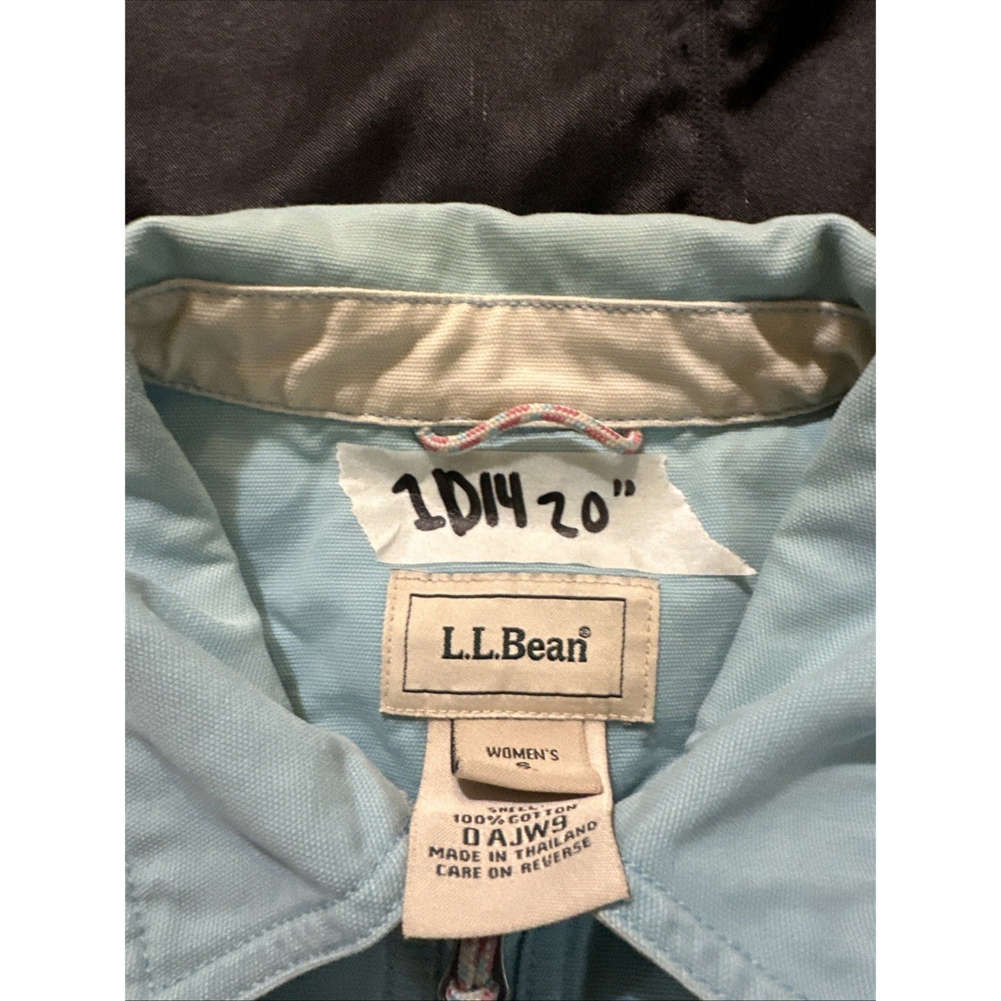 Vtg L.L. Bean Canvas Jacket Size S Pockets Light Blue Full Zip Pocket DAJW9 1D14