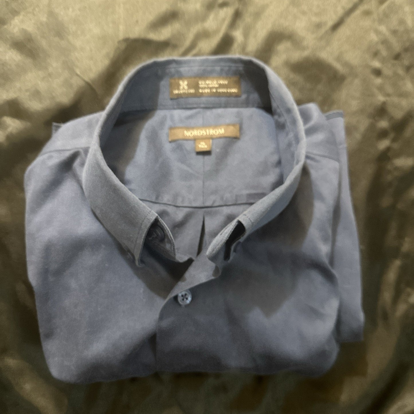 Nordstrom Smart Care Mens XL Tall Button Down Long Sleeve Dress Shirt Blue 1A18