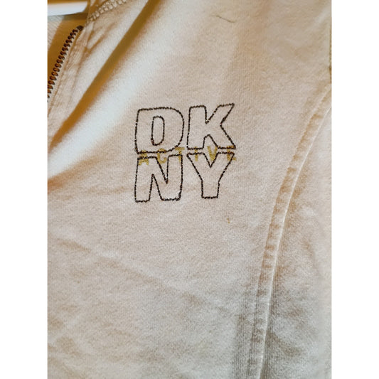 Women's Y2K DKNY Short Sleeve Sport White Light Hoodie Size S D4
