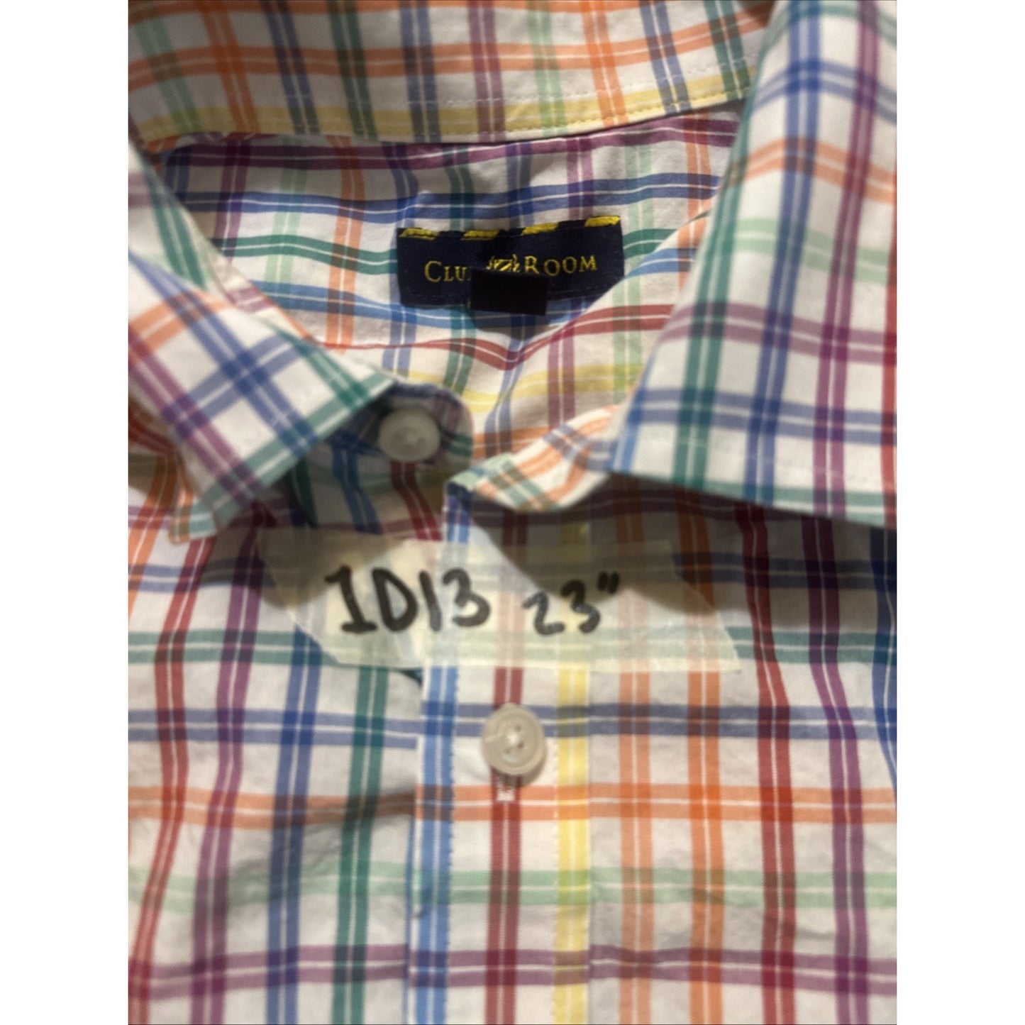 Club Room Size L Rainbow Checkers Long Sleeve Casual Button Down Shirt Mens 1D13
