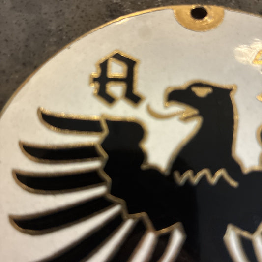 ADAC EAGLE GERMAN BADGE CAR GRILL EF WEIDMANN FRANKFURT EMBLEM METAL ENAMEL B1