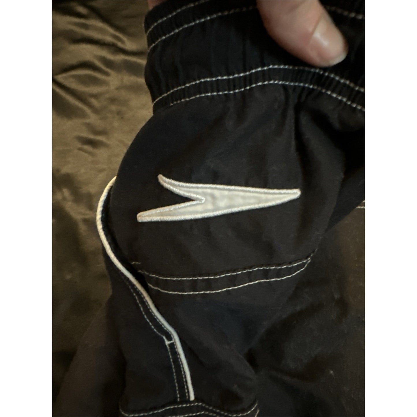 Speedo Black Board Shorts Mesh Lined Mens L Swim Trunks Swimwear 1C06