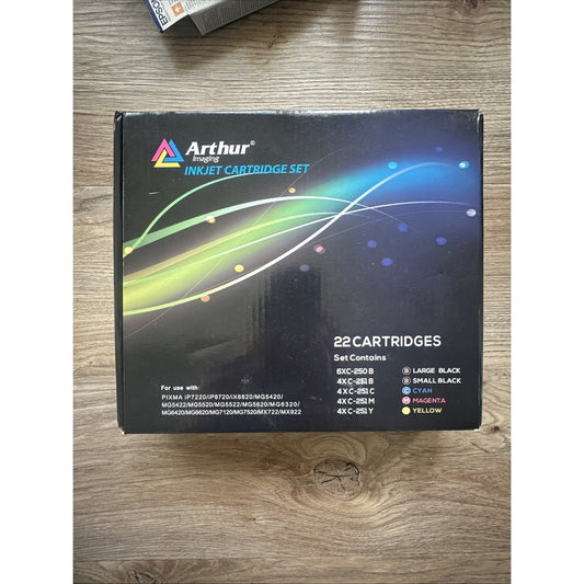 20 Arthur Imaging Inkjet Cartridge XL Set C-250BK C-251B C-251M C-251Y C-251C AA