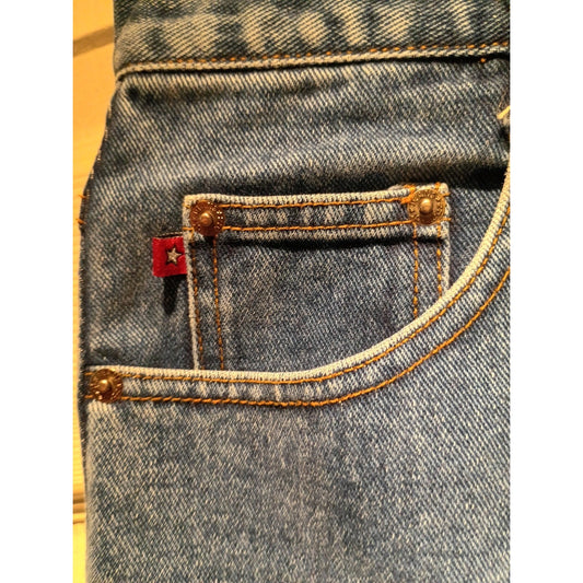 Zana Di Womens Flared Leg Dark Blue Denim Jeans Size 16 Y2K (Hemmed) C8