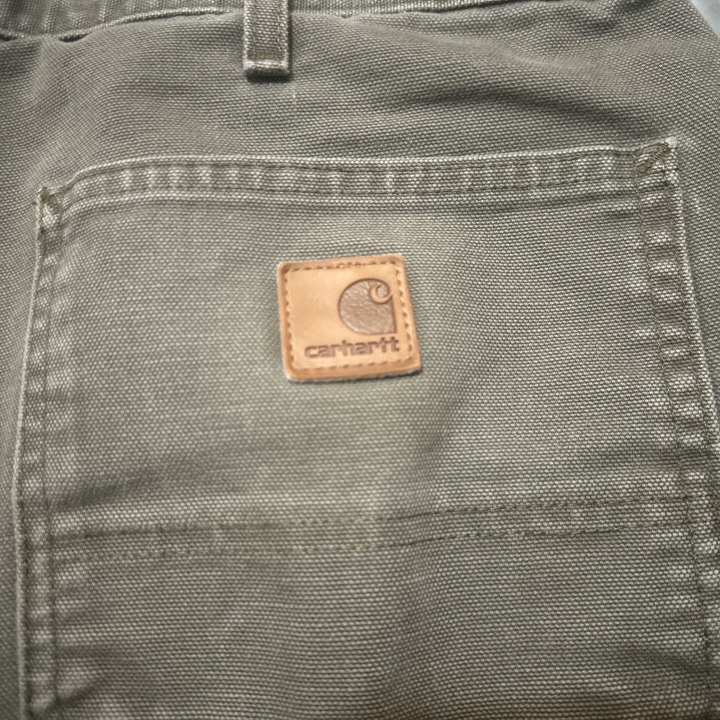 Vtg Carhartt Carpenter Pants 36x34 Gray Canvas Mexico 100% Cotton Dungarees 2A10