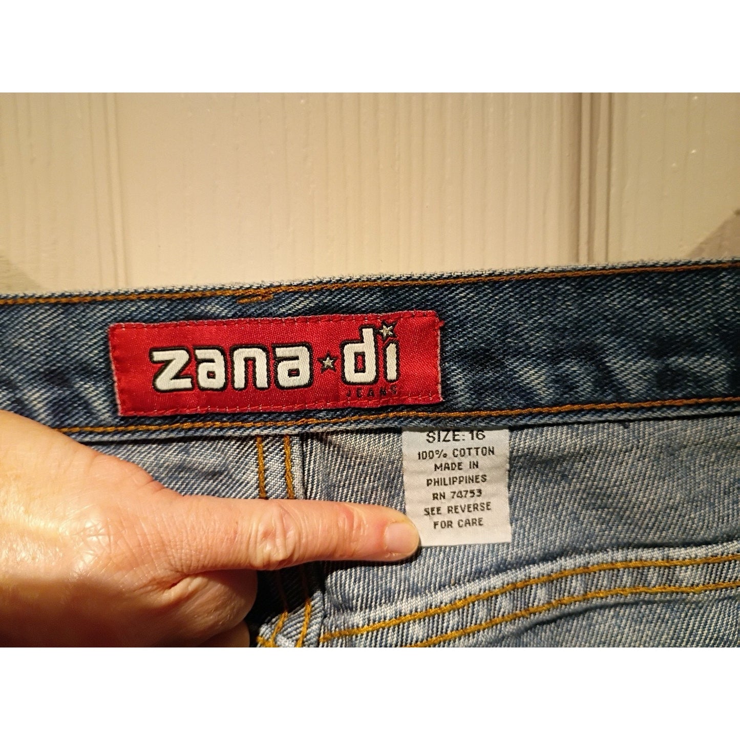 Zana Di Womens Flared Leg Dark Blue Denim Jeans Size 16 Y2K (Hemmed) C8