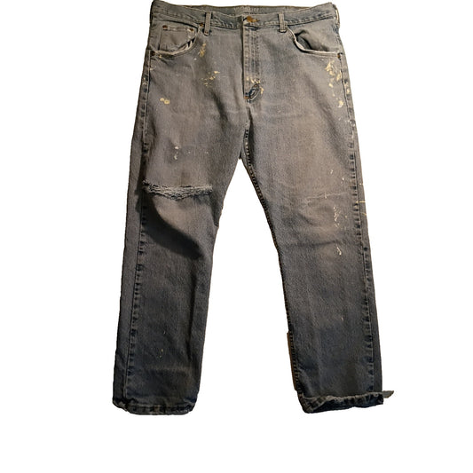 Wrangler Blues Denim Jeans Men's 38x30 Light Medium Wash Distressed Paint C7