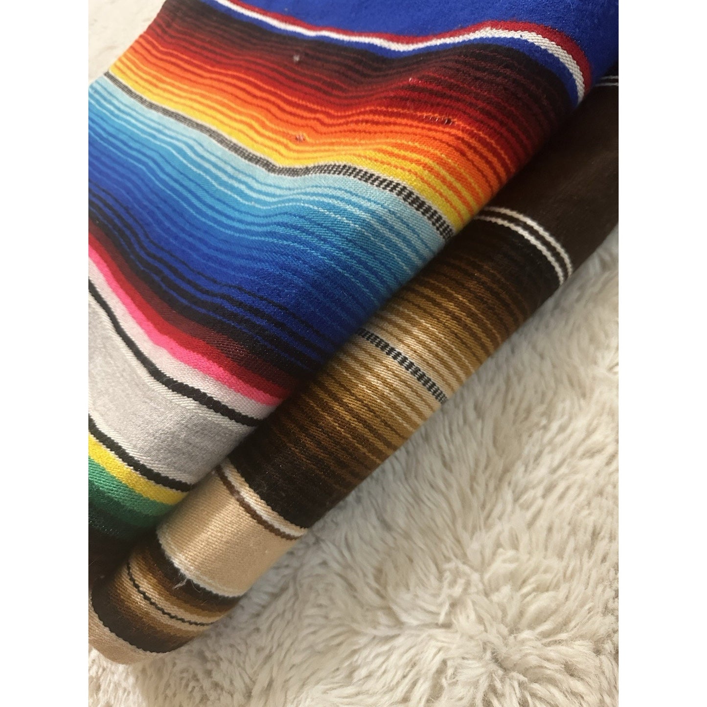 3 Authentic Falsa Mexico Blankets Emisa Serape