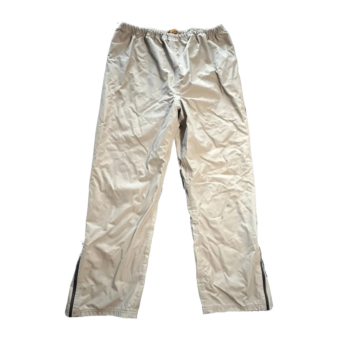 Woolrich Mens Vintage Wind Pants Size L 34x31 Tan Khaki Nylon Zip Ankle