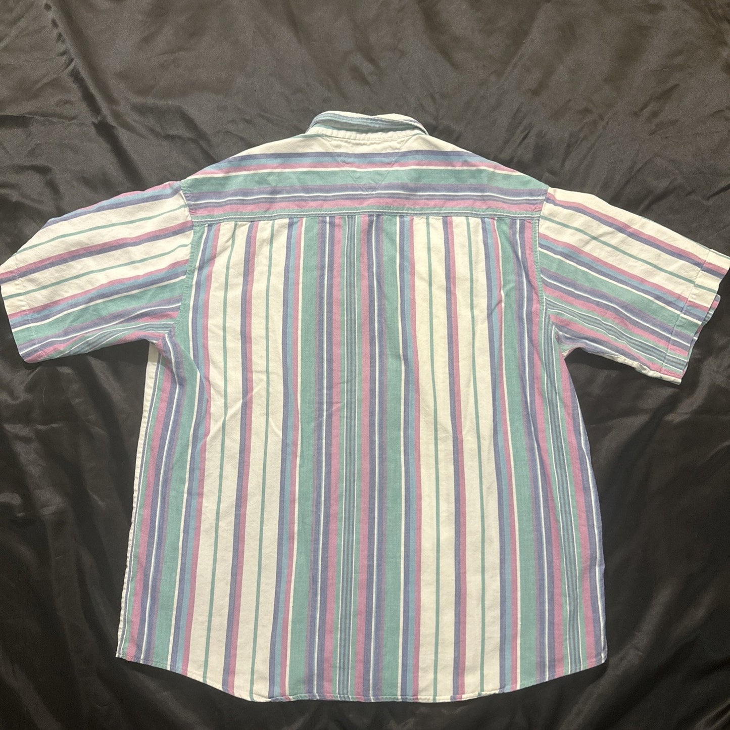 Vtg Steep Chase Button Down Casual Shirt Mens L Multicolor Stripes 23" PTP 1A03