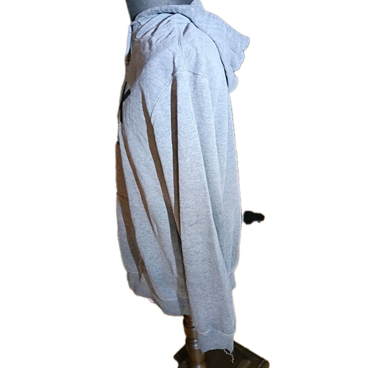 90s Fox Hoodie Long Sleeve Men L/XL Gray Cotton Blend Small Hole In Back D5