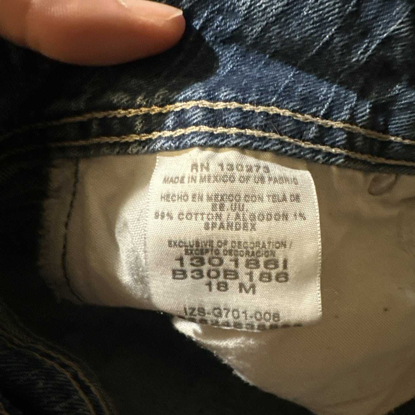 Riders by Lee Size 18 Women’s Blue Jeans Denim Patchwork Unique 34x26 Mexico