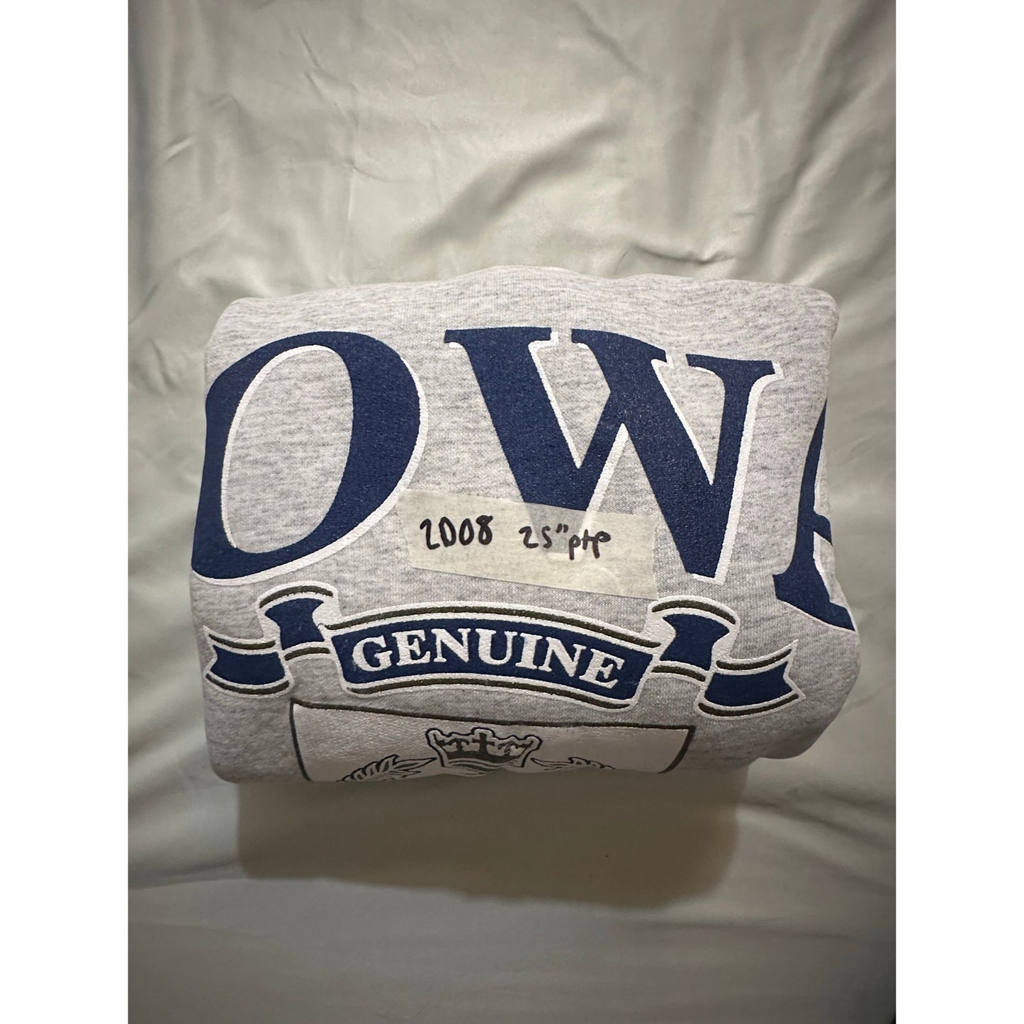 Vtg Dodger Iowa Hawkeyes Pullover Sweatshirt Size L Gray Navy Blue Ringer USA