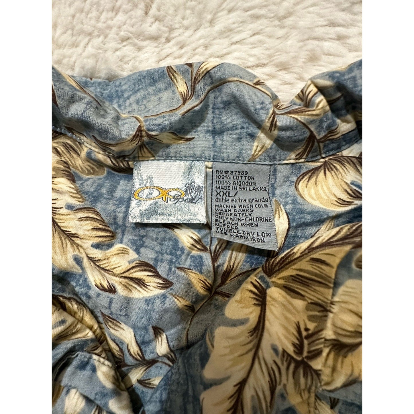 VTG Ocean Pacific OP Hawaiian Shirt Mens XXL 2XL Cotton Blue Floral Aloha Surf