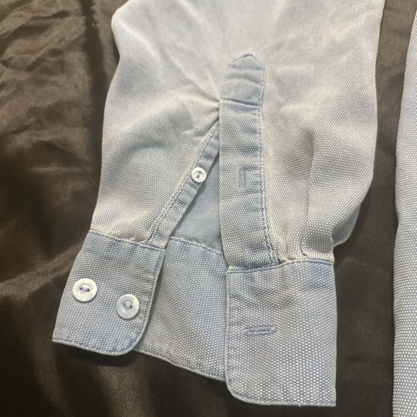 Bugatchi Silk&Cotton Button Down Casual Long Sleeve Shirt Blue XL 26" PTP 1A04