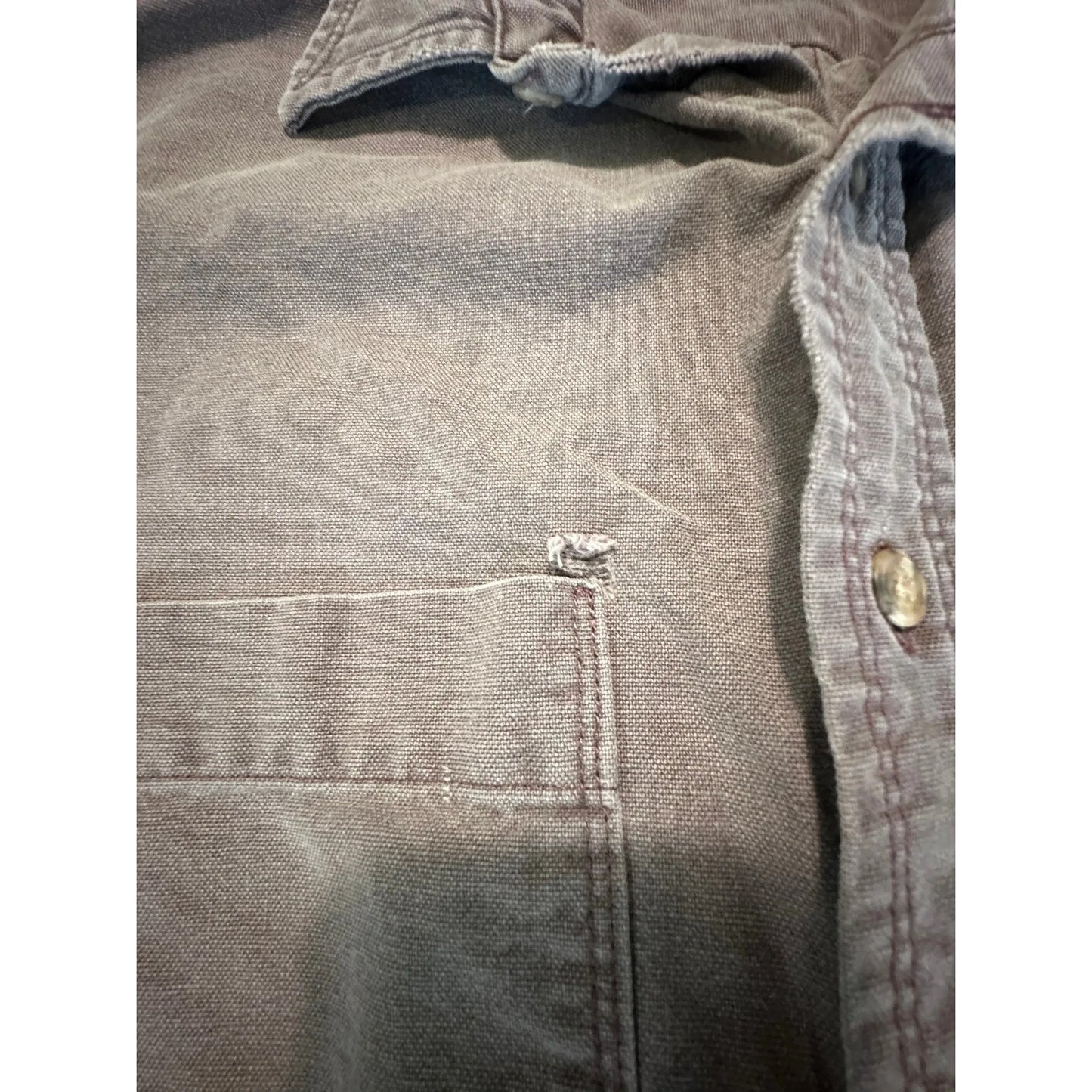 Eddie Bauer Mens Vintage Distressed Work Shirt Long Sleeve Button Up Dusty Purpl