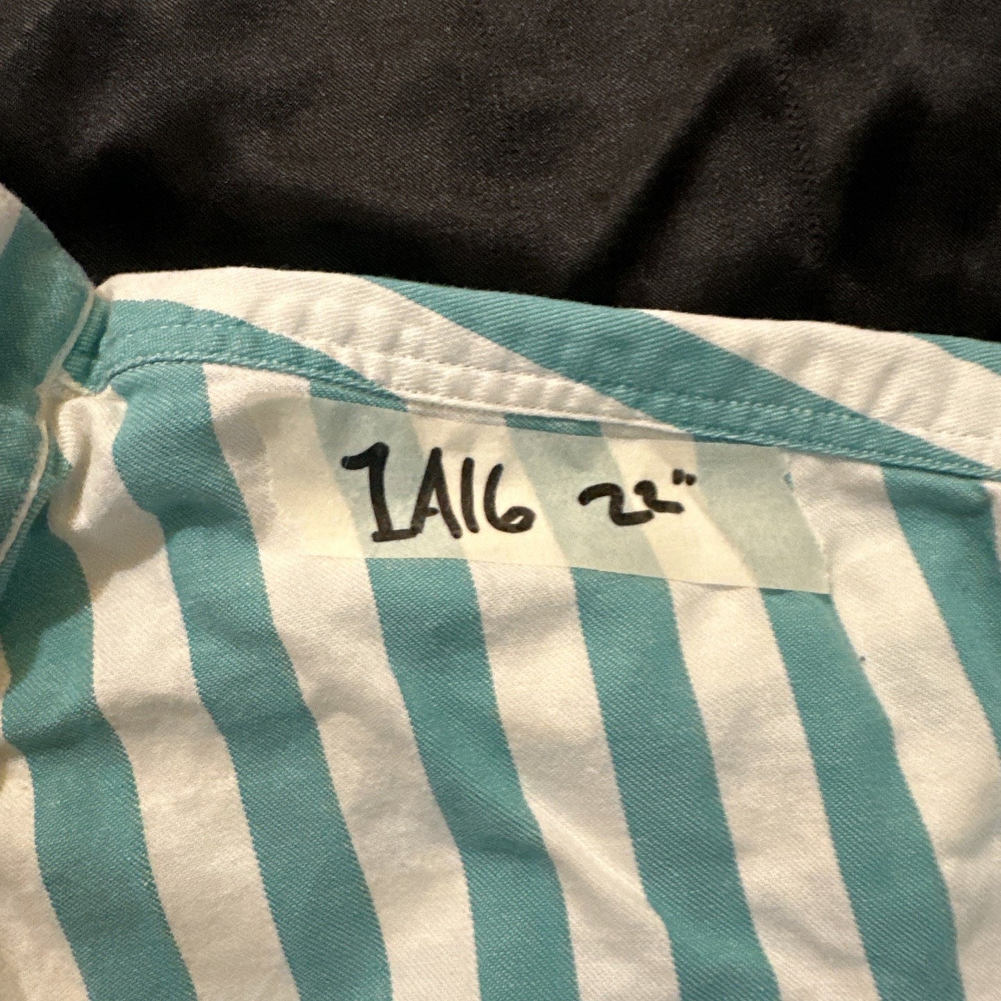 Vtg Eddie Bauer M Rufton Twill Turquoise Striped Casual Button Shirt USA 1A16