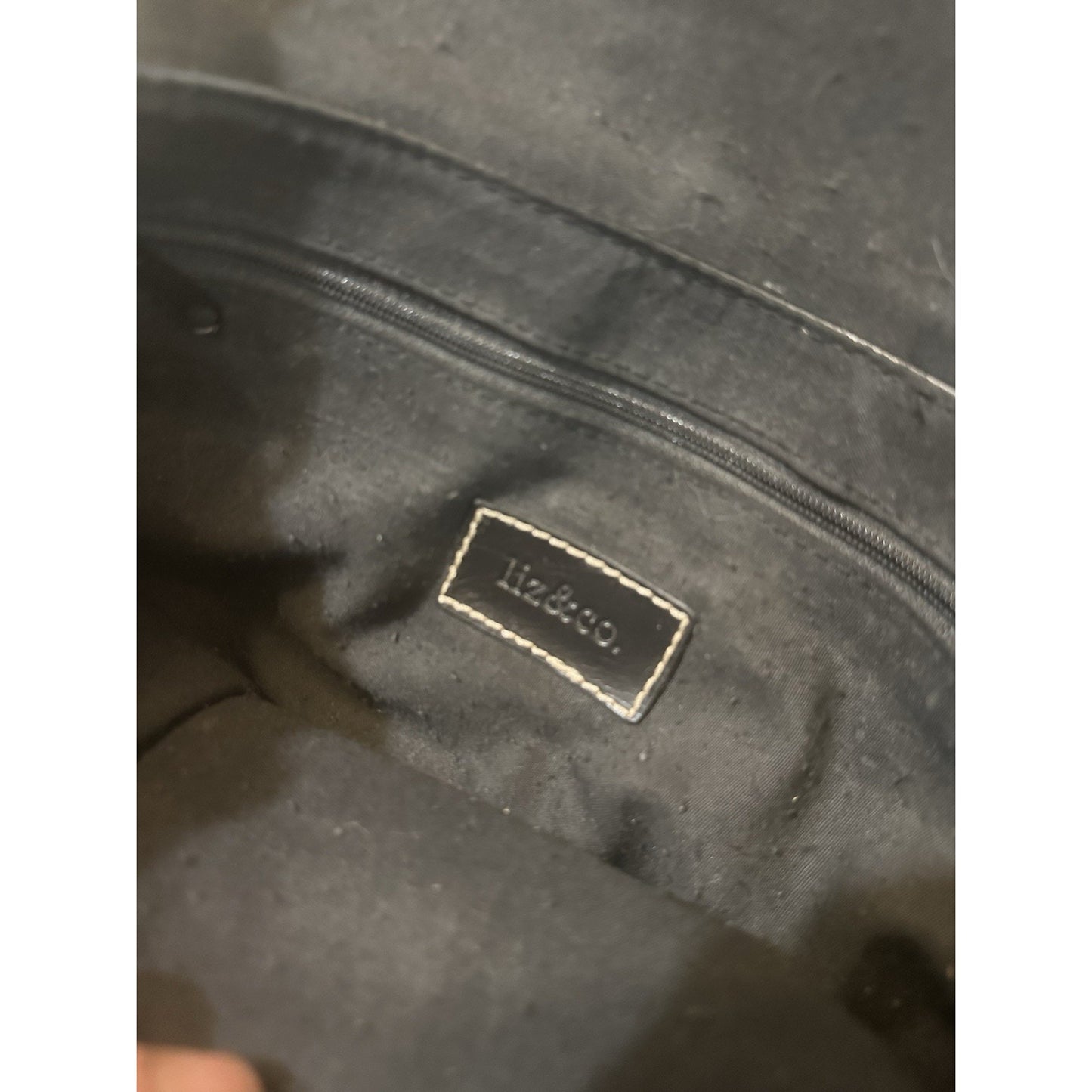 Liz & Co Leather Purse Black Over the shoulder Handbag Medium 13”x6”