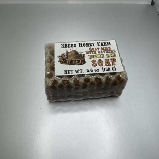 3 Beez Honey farm Goat milk With oatmeal honey bar soap 5.6oz A1