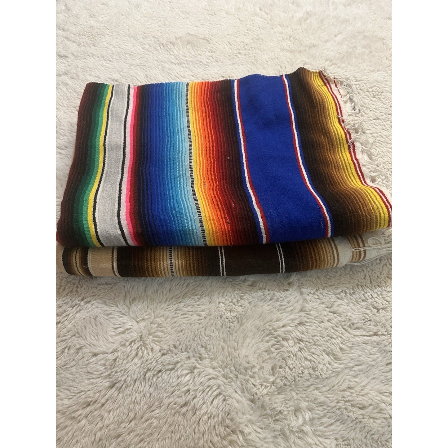 3 Authentic Falsa Mexico Blankets Emisa Serape