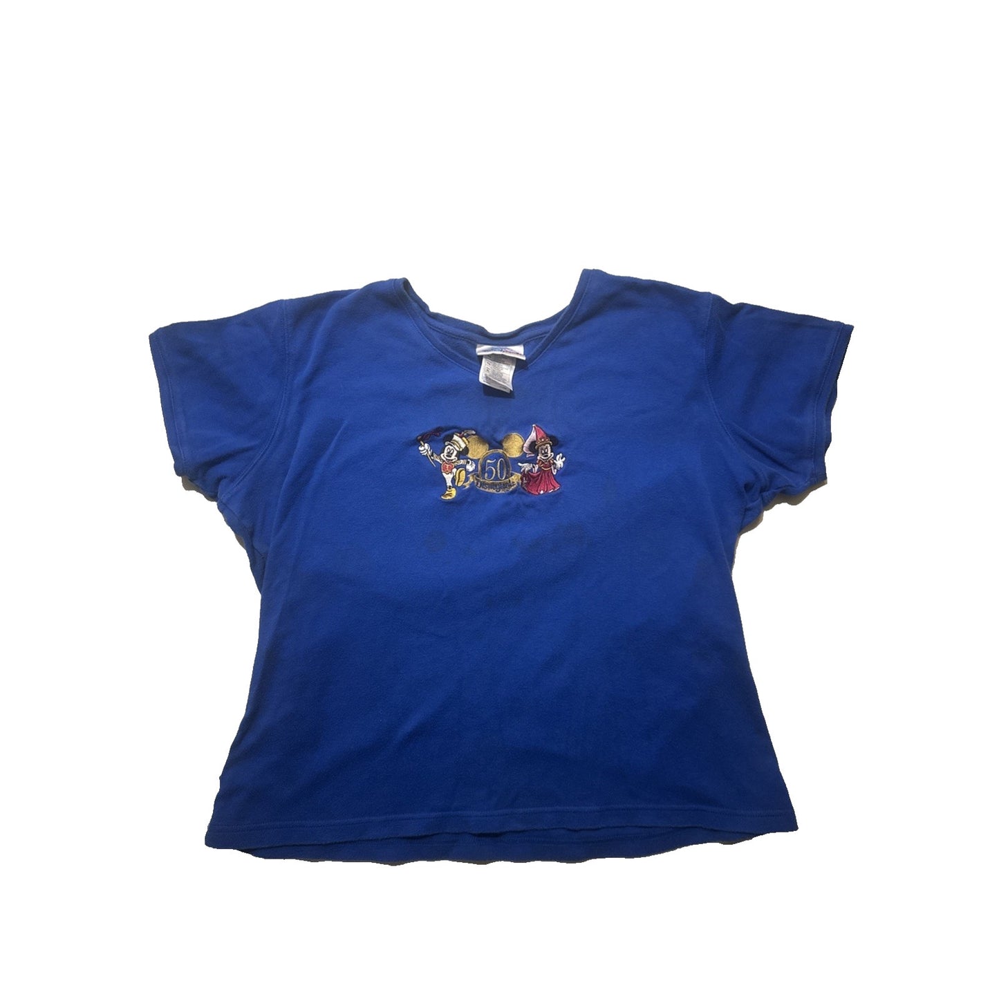 Vtg Disney Shirt Womens XL 50 Years Anniversary Happiest Homecoming Blue 2A04
