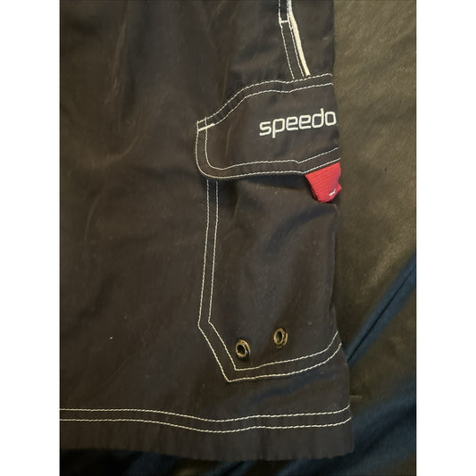 Speedo Black Board Shorts Mesh Lined Mens L Swim Trunks Swimwear 1C06