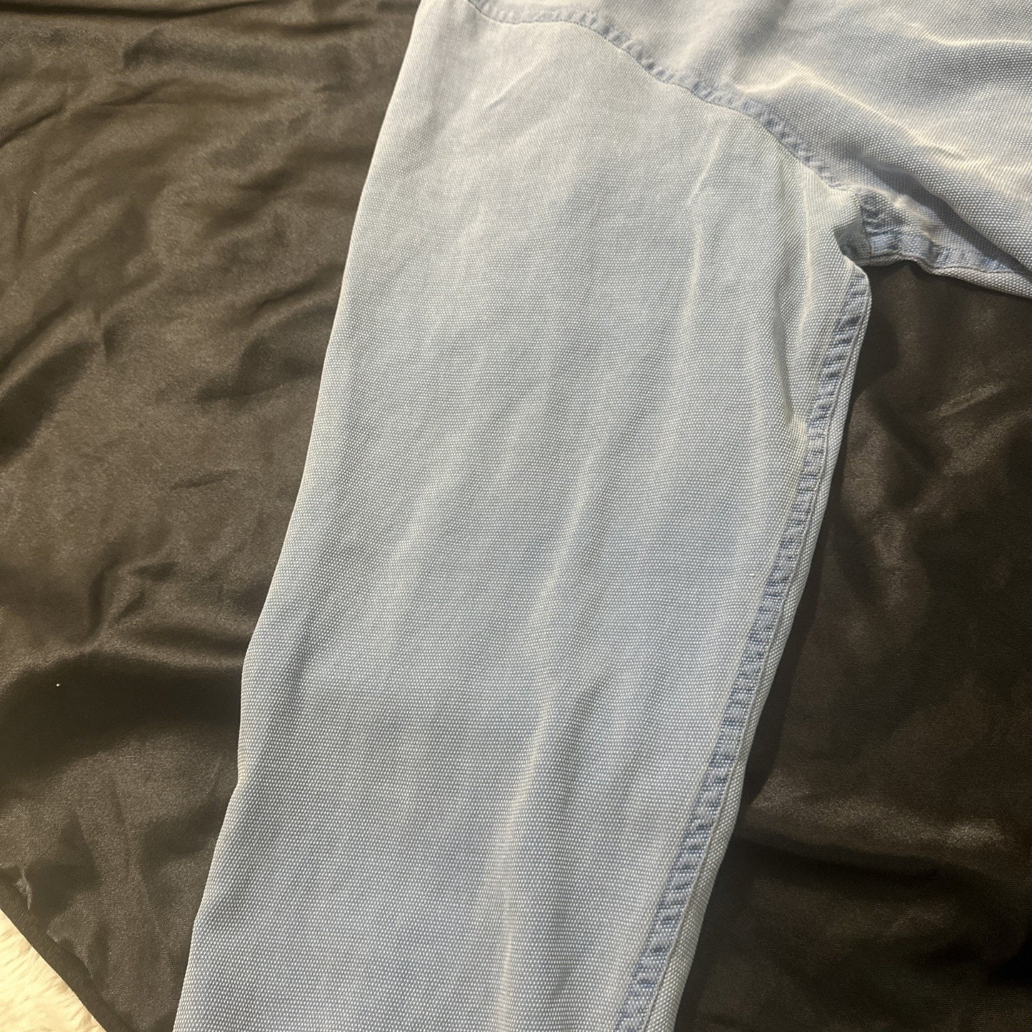 Bugatchi Silk&Cotton Button Down Casual Long Sleeve Shirt Blue XL 26" PTP 1A04