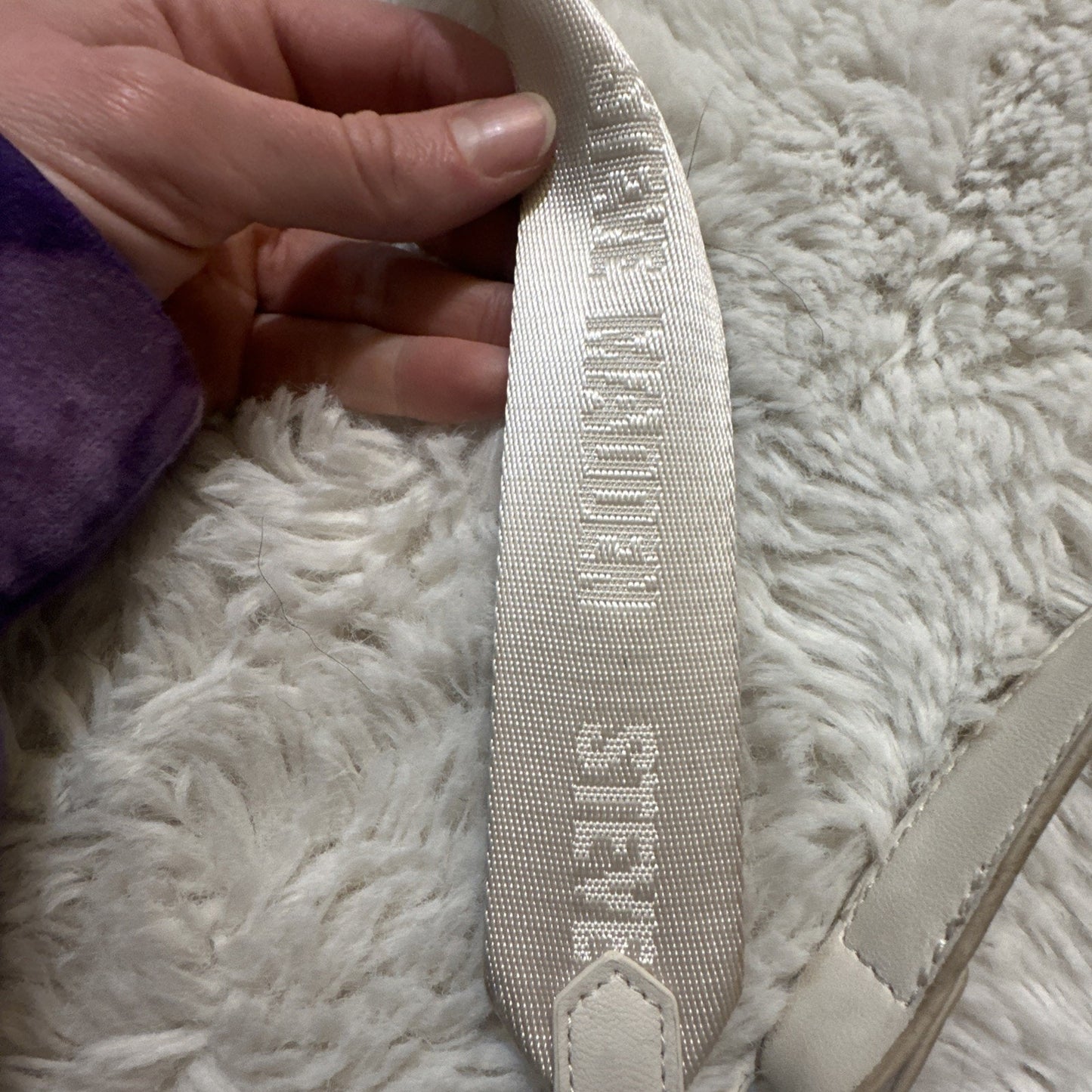 Steve Madden White Faux Leather Crossbody Bag Purse SM Monogram Logo White Y2K