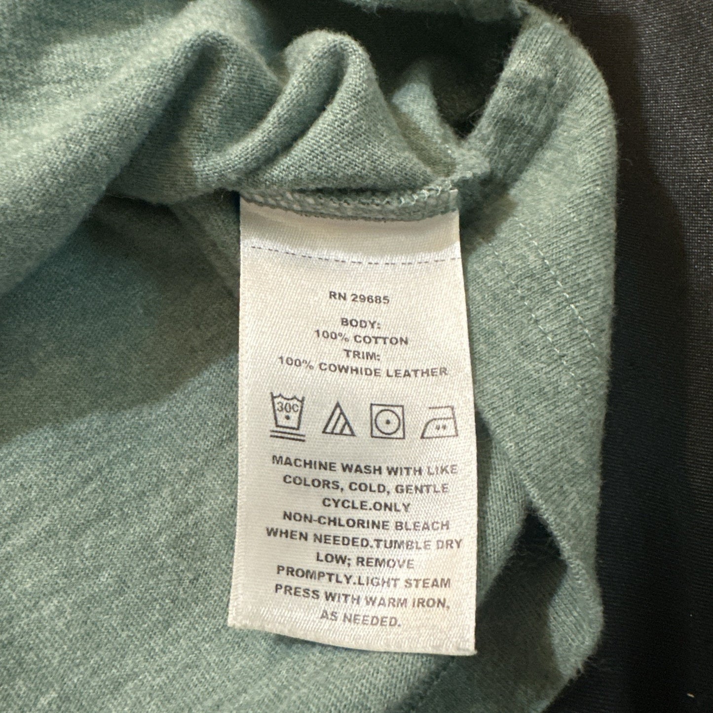 Pendleton Basic Pocket T Shirt Mens XXL Cotton Green Leather Trim 27" PTP 1A10