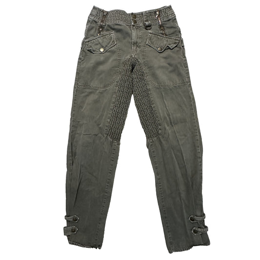 Y2K Dolce & Gabbana Olive Green Pants 30x33 Zippers Moto Cargo Utility Military