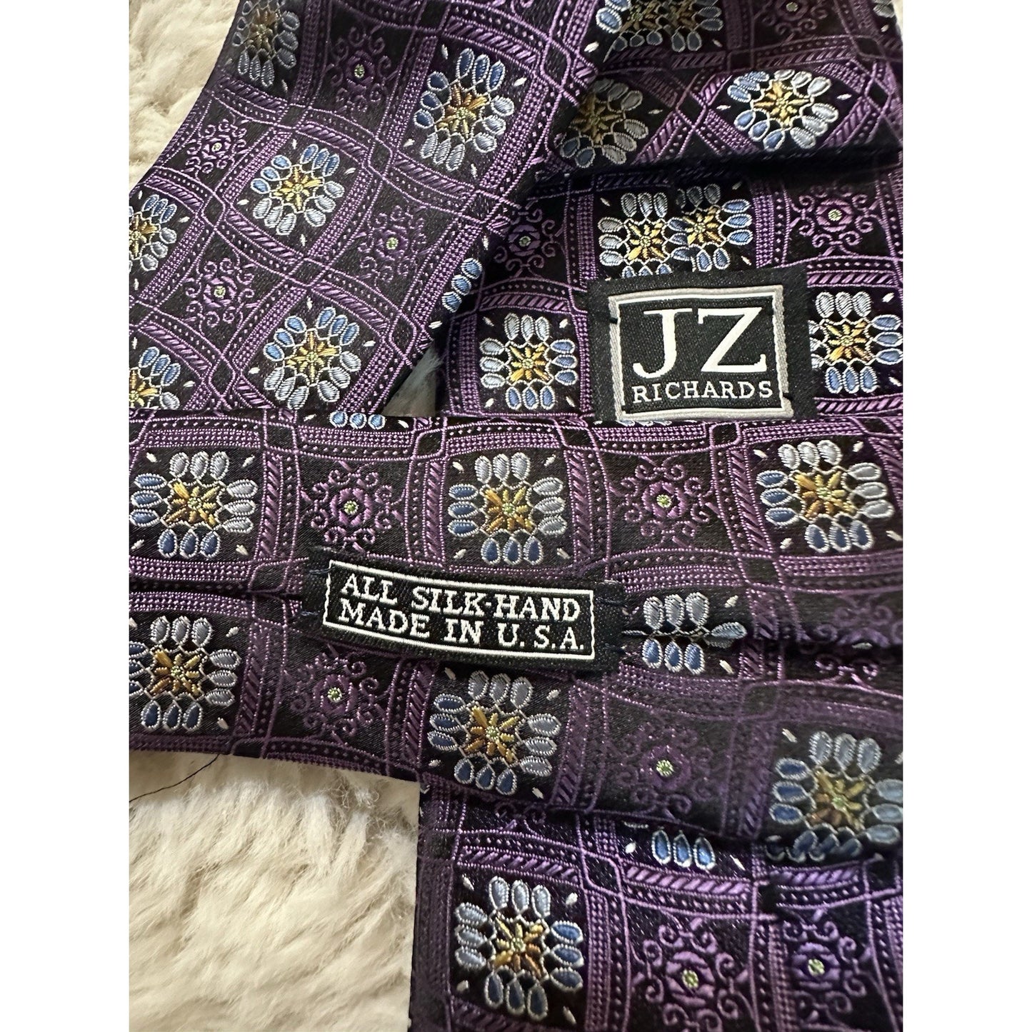 JZ Richard’s Silk Tie Purple USA HAND MADE 57” x 3.25” RARE