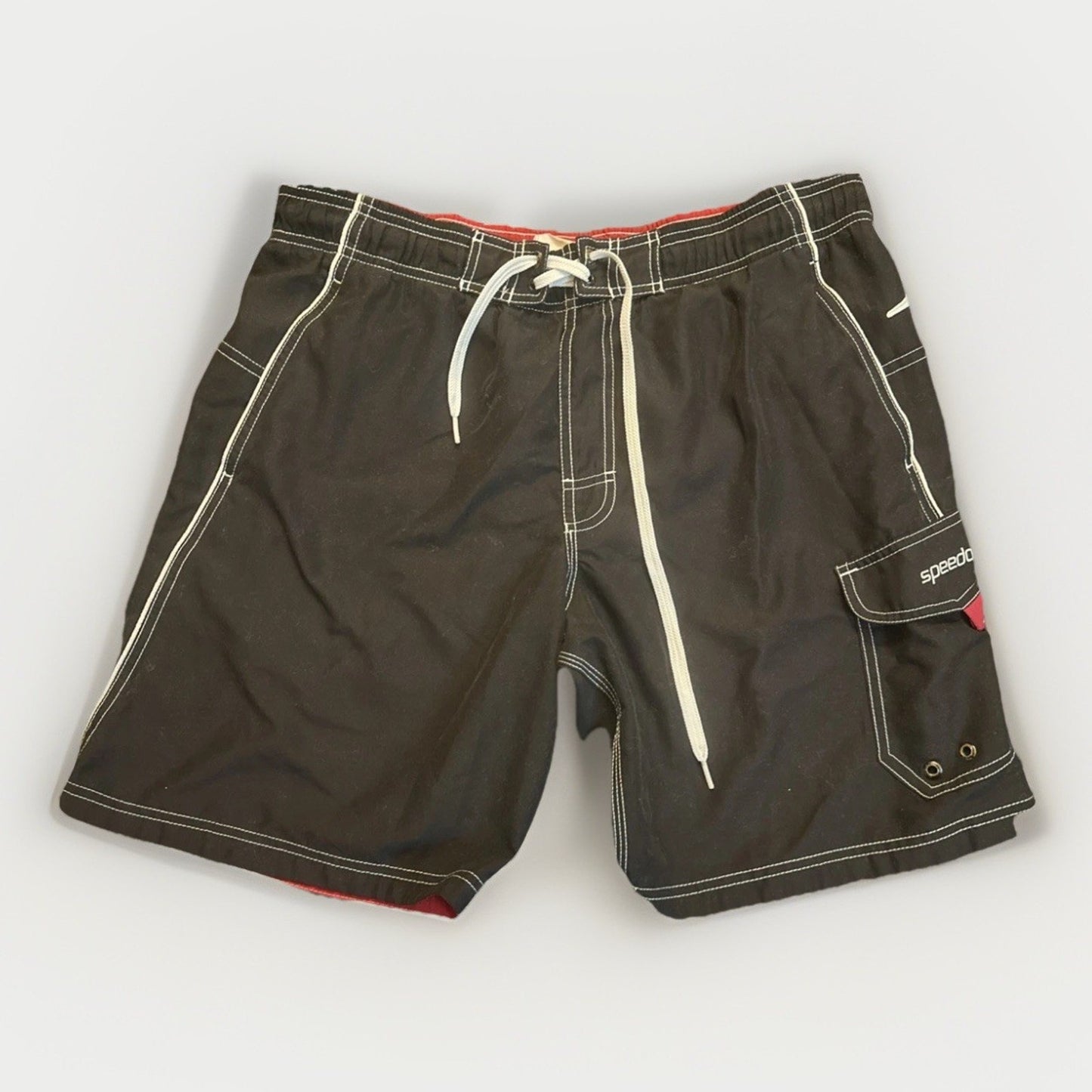 Speedo Black Board Shorts Mesh Lined Mens L Swim Trunks Swimwear 1C06