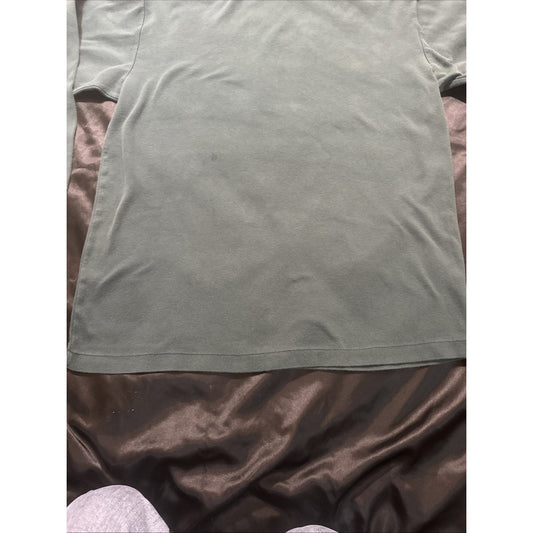 Vtg Eddie Bauer Long Sleeve Turtle Neck Solid Green Tall Size L Cotton 1D02