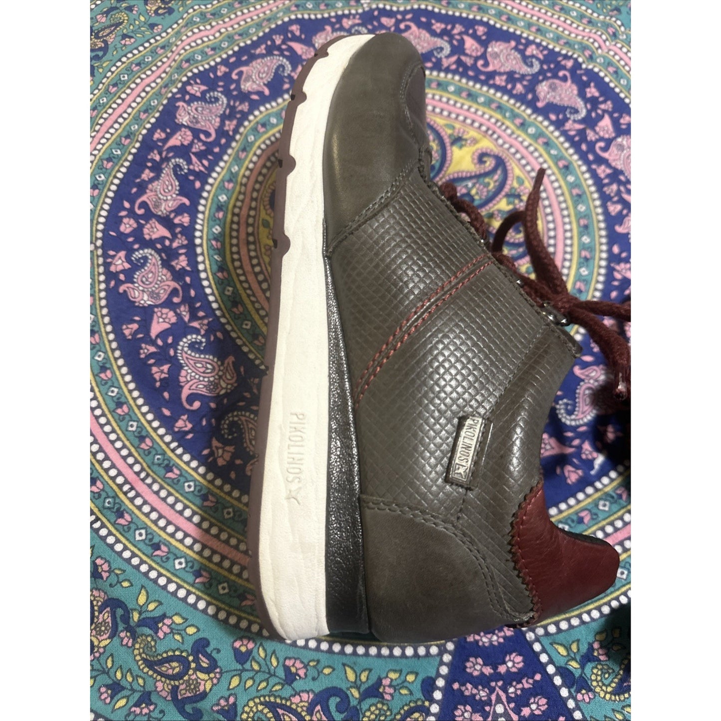 Pikolinos Women’s Leather Gray/Burgendy Sneakers US 10.5 UK 8 Euro 41