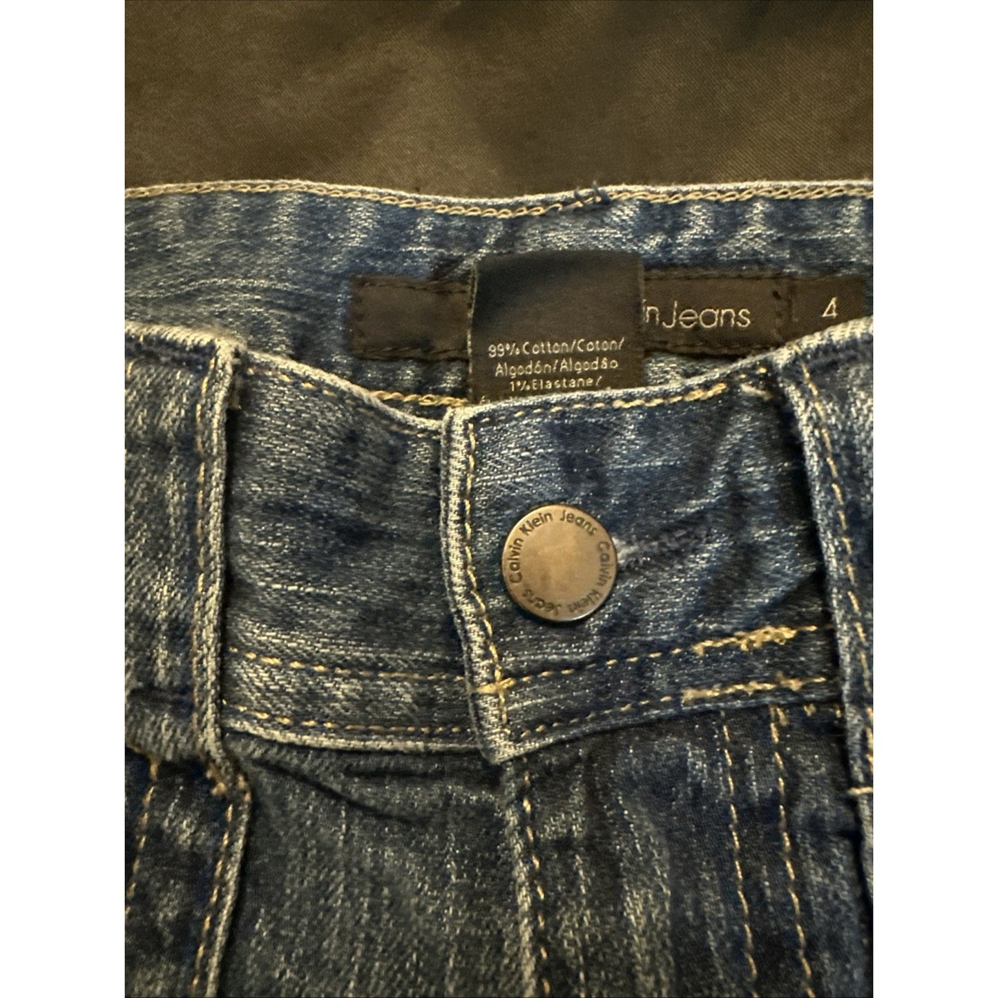 Calvin Klein Blue Denim Capris 29x23 Women's 4 Y2K Medium-Wash Excellent 1C05